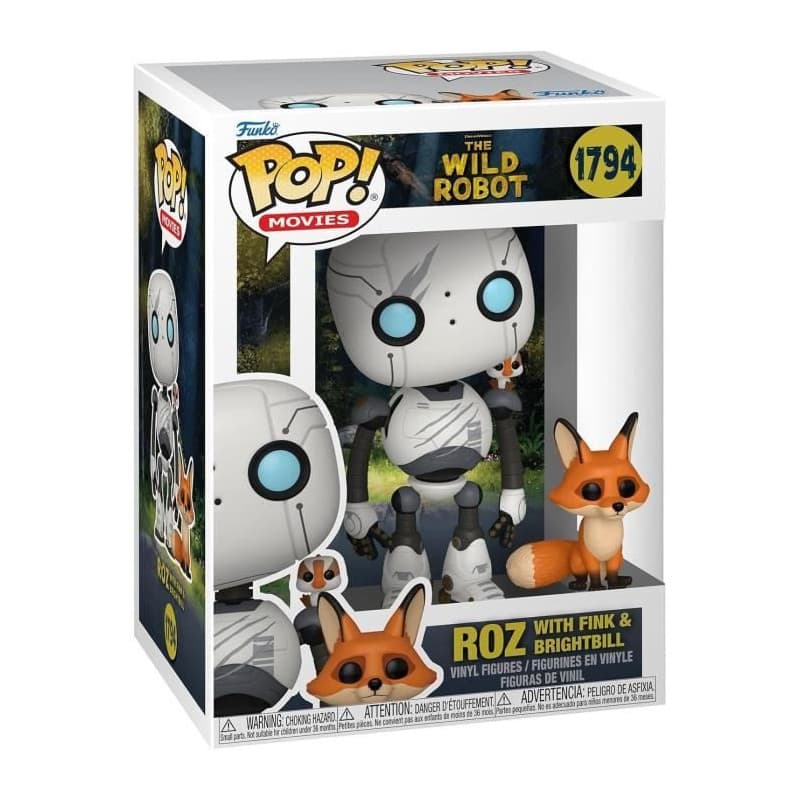 Figurine Funko Pop! - The Wild Robot - Roz avec Joli-Bec & Escobar - Vinyle 10 cm - Détails soignés
