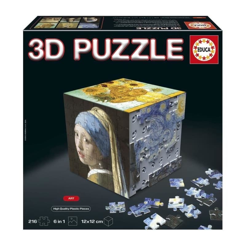 Puzzle 3D - EDUCA - Cube Art - 216 Pieces - 6 Puzzles de 36 Pieces - Défi Ludique 8 Ans + (20123)
