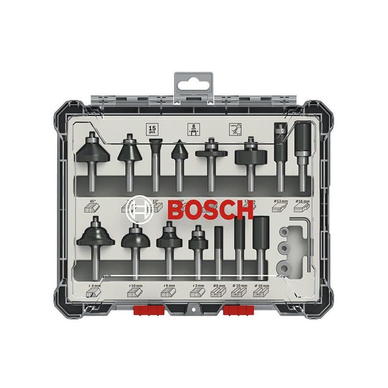 Coffret de 15 fraises mixtes a queue de 6 mm BOSCH - 2607017471