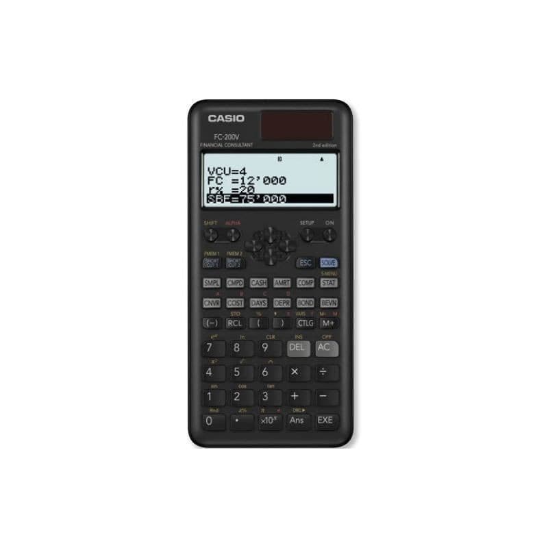 Calculatrice scientifique - Casio - FC-200V - Ecran 4 lignes - Alimentation solaire - 103 g