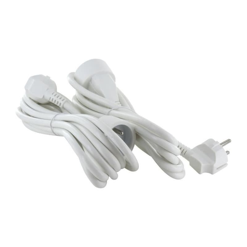 Lot de 2 prolongateurs - CHACON - HO5VVF 3 x 1,5 mm² - 3 m - Blanc