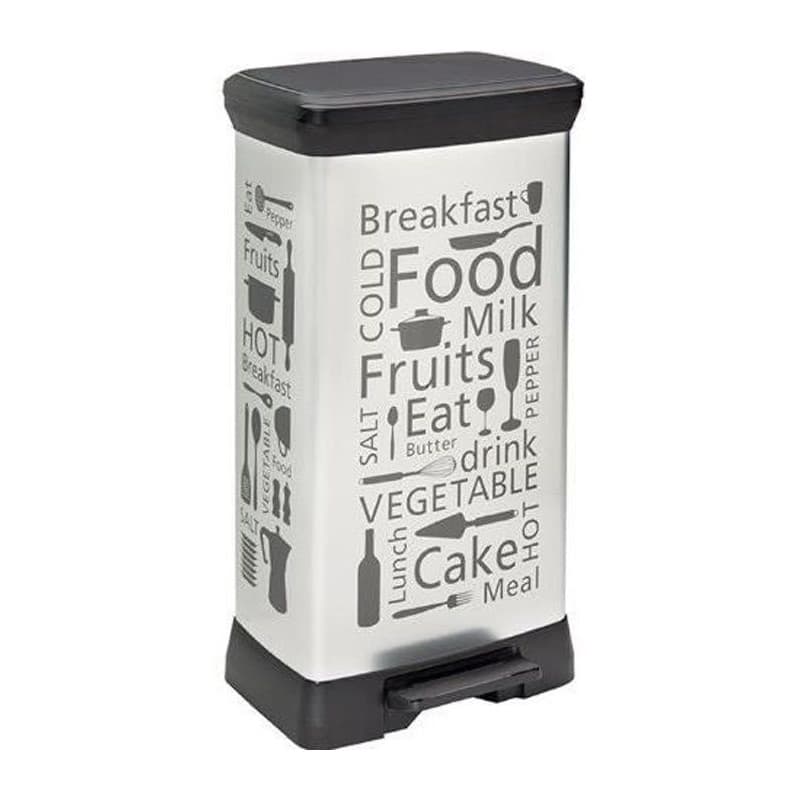 Curver 205873 Décor Kitchen Poubelle à Pédale Rectangulaire Polypropylene Argent 39 x 29 x 73 cm...