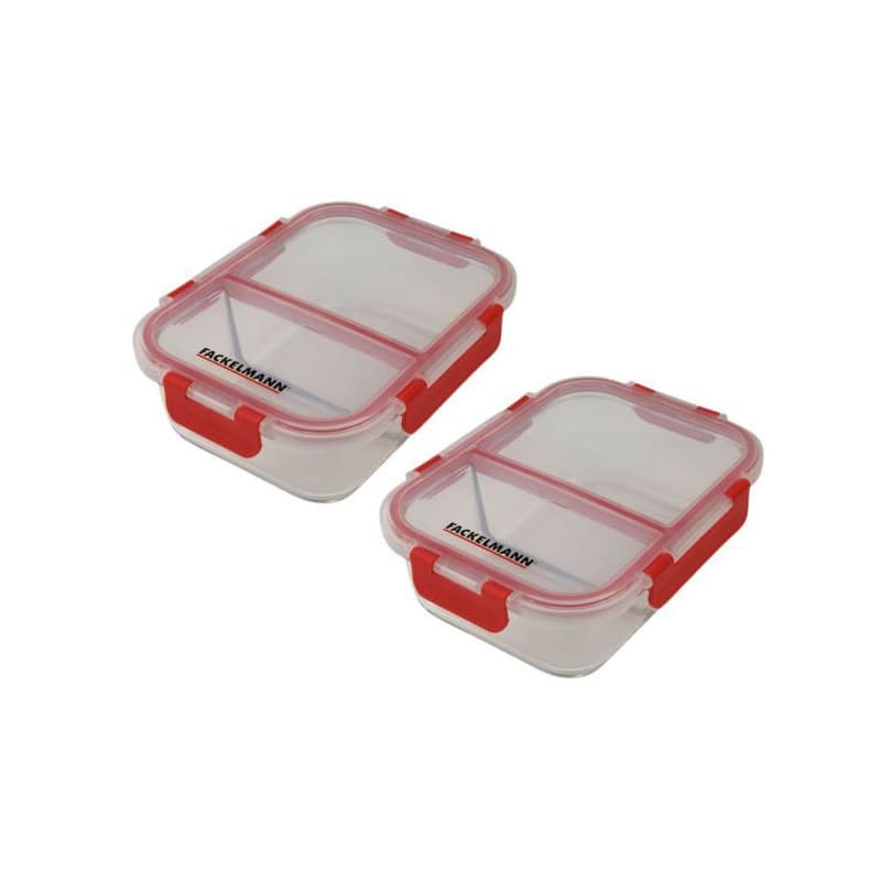 Lot de 2 boîtes a repas en verre - FACKELMANN - Move - Deux compartiments - 1000 ml