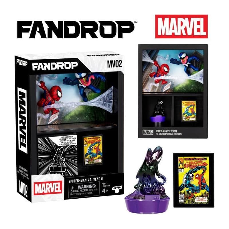 Figurine - FANDROP x STAR WARS - Spider-Man vs Venom - Vitrine avec scene culte + mini affiche - 18 cm
