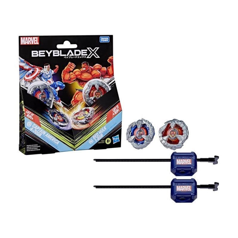 Beyblade X Multipack Toupie Captain America 4-70GB contre Red Hulk 1-80R, des 8 ans