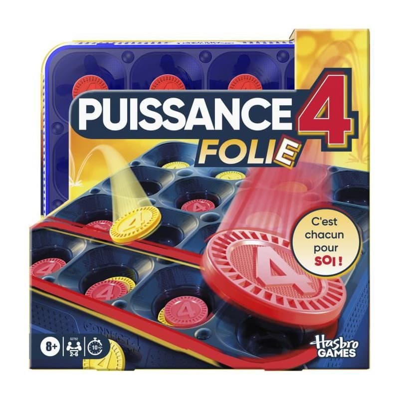 Puissance 4 Folie, jeu de groupe familial pour enfants et adultes, rebondir par 4 pour gagner, des 8 ans