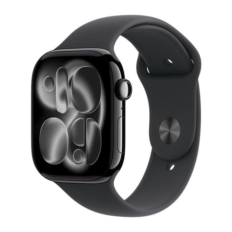 Apple Watch Series 11 GPS + Cellular - 46mm - Boîtier Jet Black Aluminium - Bracelet Black Sport Band - M/L