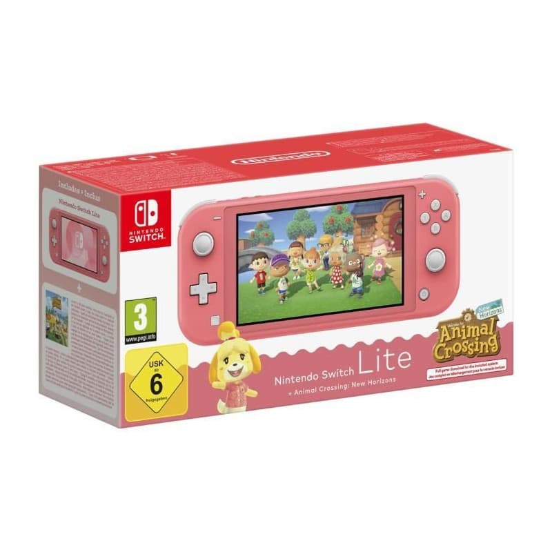 Console portable Nintendo Switch Lite Corail + Animal Crossing: New Horizons (Téléchargement)
