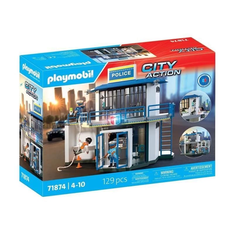 Playmobil 71874 Poste de police avec salle de recherches, Les policiers, City Action, 129 pieces, des 4 ans