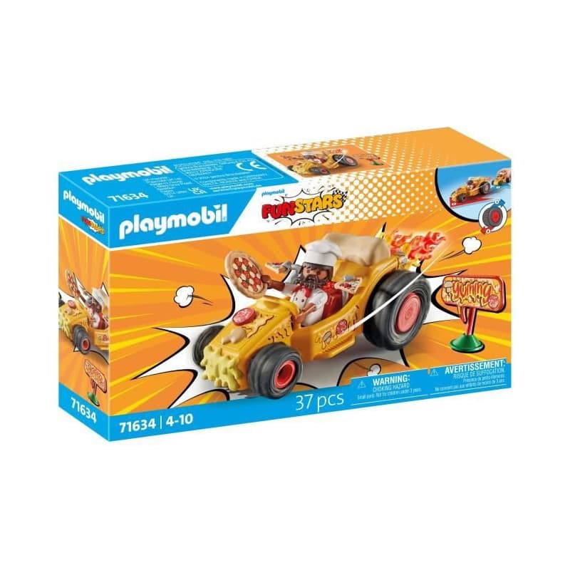 Playmobil 71634 - Kart Pizzaiolo - Moteur rétractable - 1 personnage - 36 accessoires - Multicolore