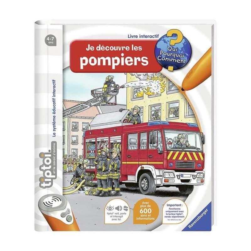 Livre électronique éducatif tiptoi - Je découvre les pompiers - Ravensburger - Mixte - A partir de 4 ans