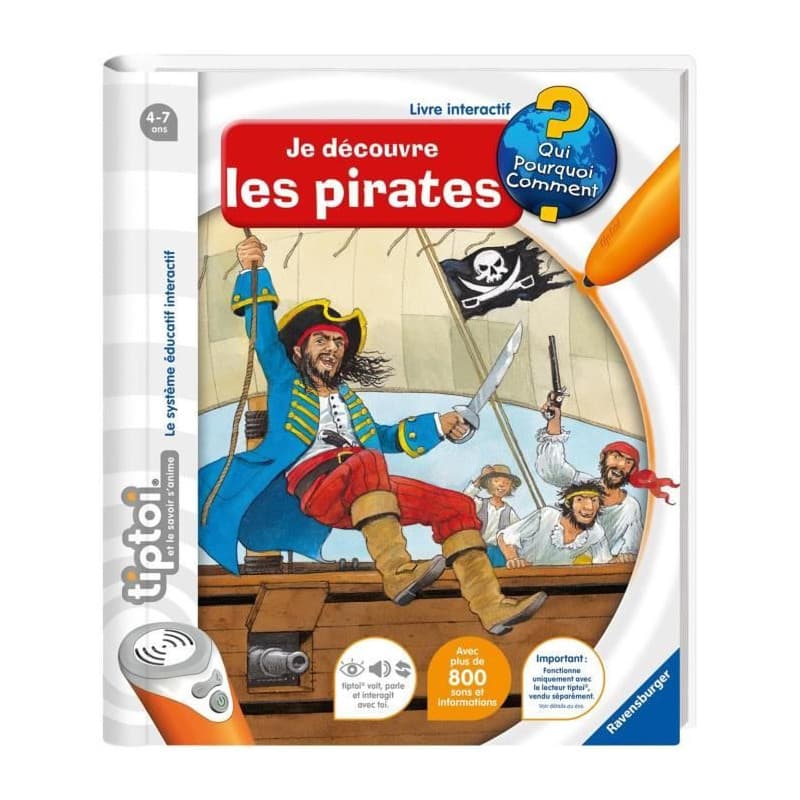 tiptoi, Livre interactif, Je découvre les pirates, 4 ans, 13099004, Ravensburger