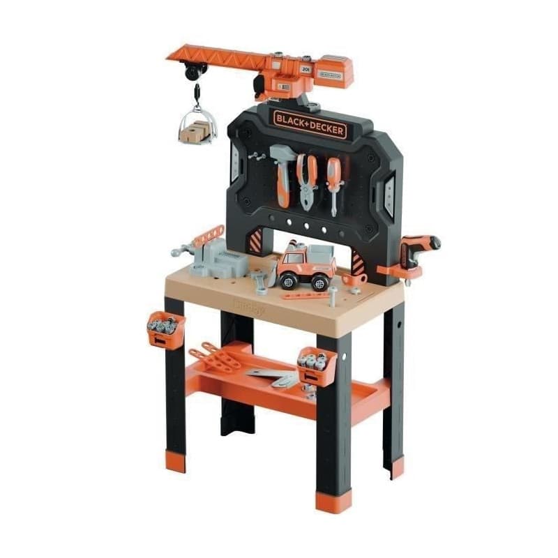 SMOBY - Black+Decker - Etabli Bricolo Builder - 87 Accessoires - Matiere Recyclée - A Partir de 3 Ans - Fabrication Française
