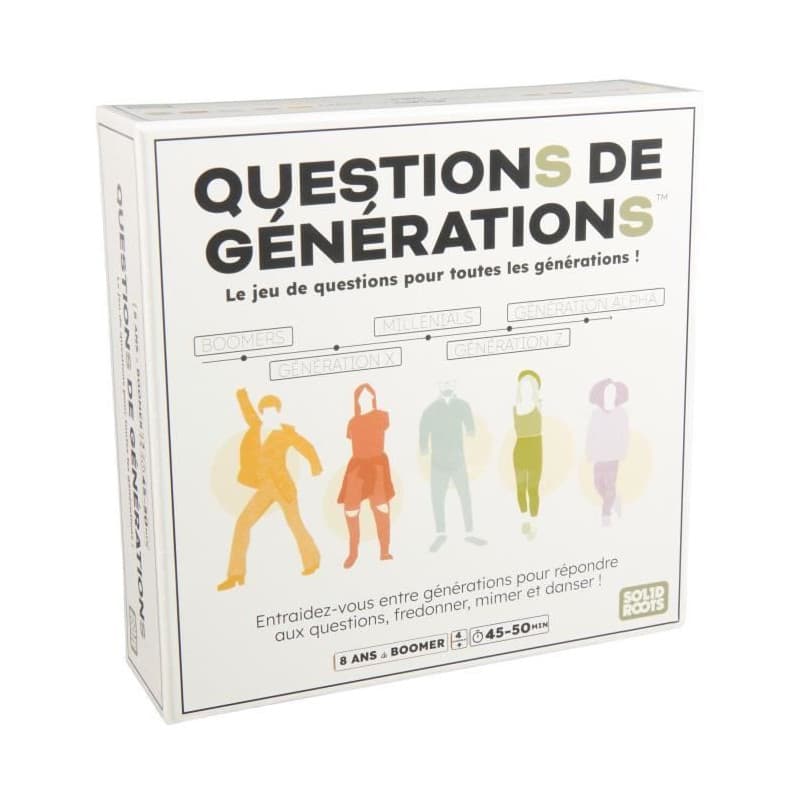 Questions de générations - 2000 questions et 100 défis amusants - Jeu de société - des 8 ans
