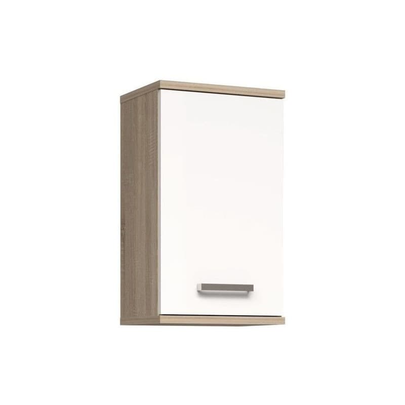 Armoire a suspendre - Blanc / Chene Sonoma - 1 porte - Meuble de salle de bain - 68,8 x 29 x 40,2 cm