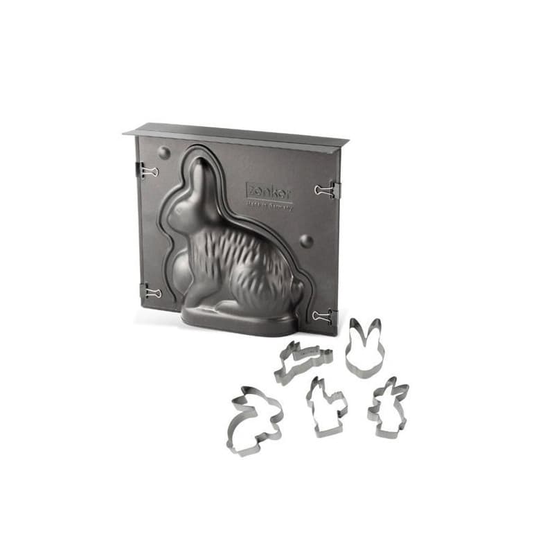 Ensemble de moule lapin de Pâques 3D et 5 emporte-pieces lapin - ZENKER