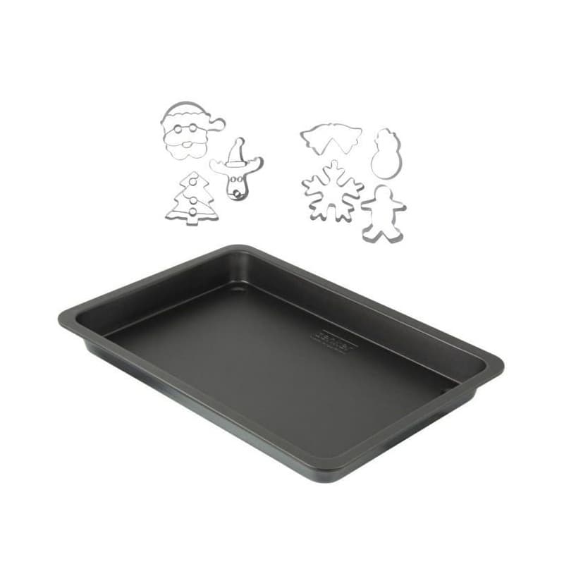 Plaque de cuisson et 7 emporte-pieces de Noël inox - ZENKER - 42 x 29 cm