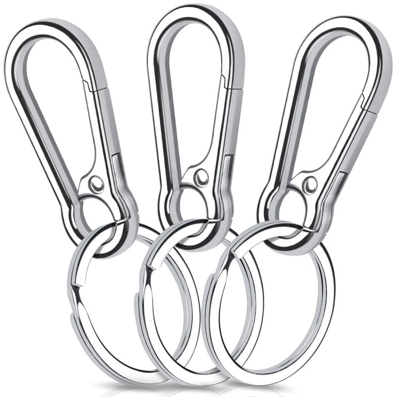 Caianwin 3 Pièces Mousqueton Porte Clé Porte Clef Mousquetons en Métal Porte-Clés Homme pour Accrocher dans Le Sac à Dos, Clés d