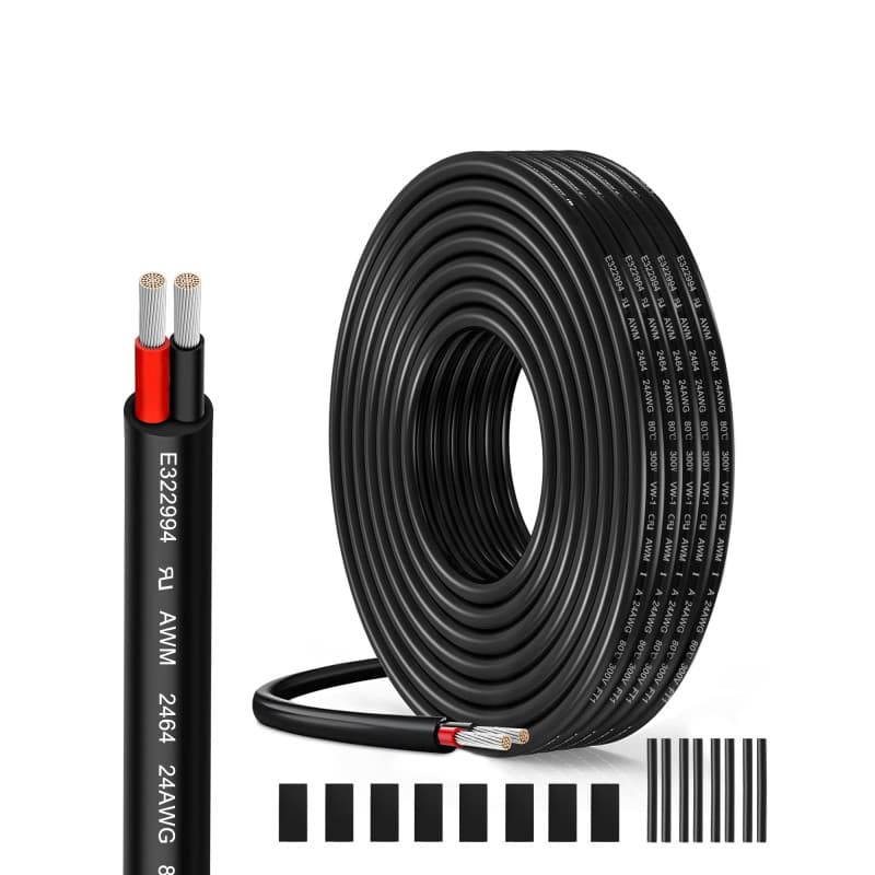 Câble électrique 24AWG 2 x 0,23mm² UL2464-5 mètres - Câble 2 conducteurs en cuivre étamé-300V-Idéal pour éclairage LED automobil