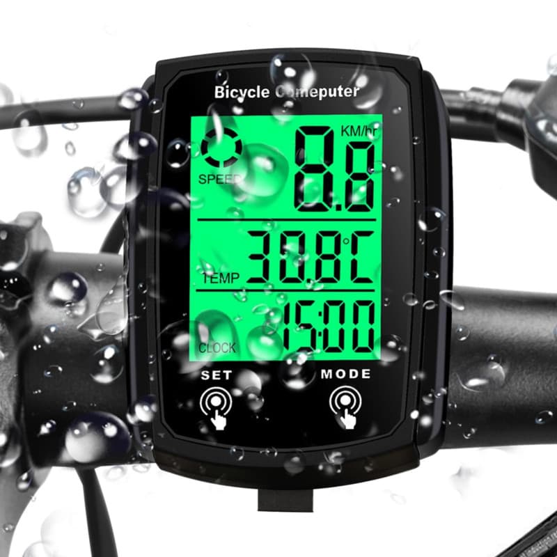 LANAFAY Compteur Velo sans Fil avec 20 Fonctions Étanche, IPX6 Étanche Compteur Kilométrique Vélo avec Écran LCD Rétroéclairé, F