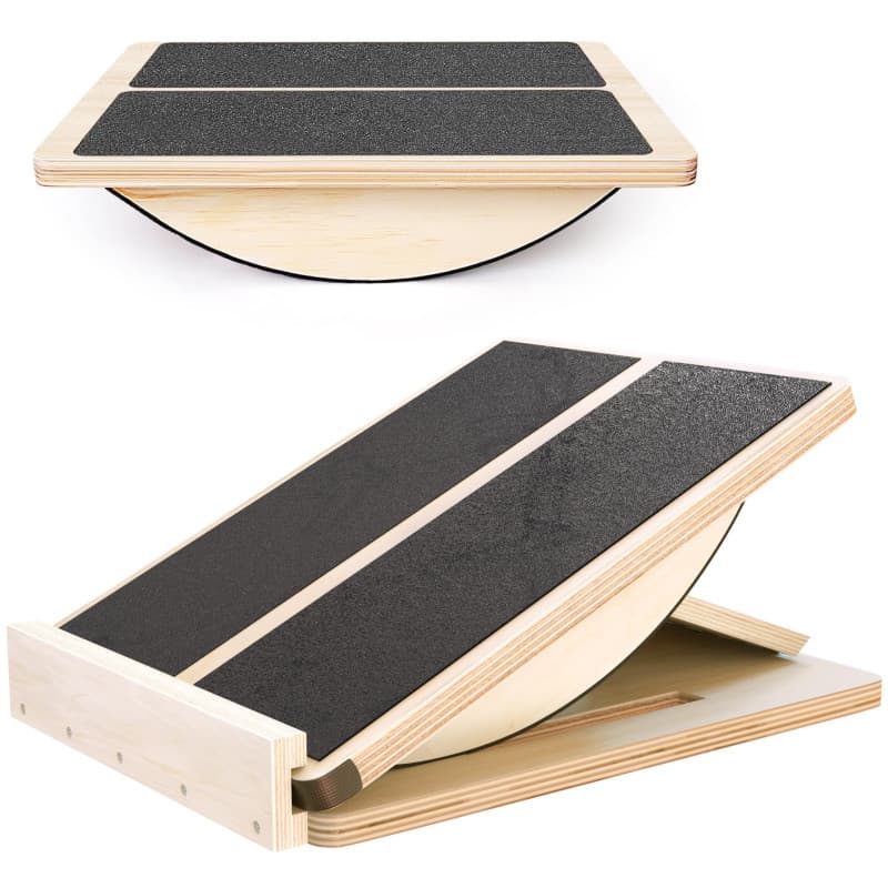 MUCITAGF Planche inclinée professionnelle 2 en 1 en bois et planche d'équilibre réglable et civière de mollet, équipement de phy