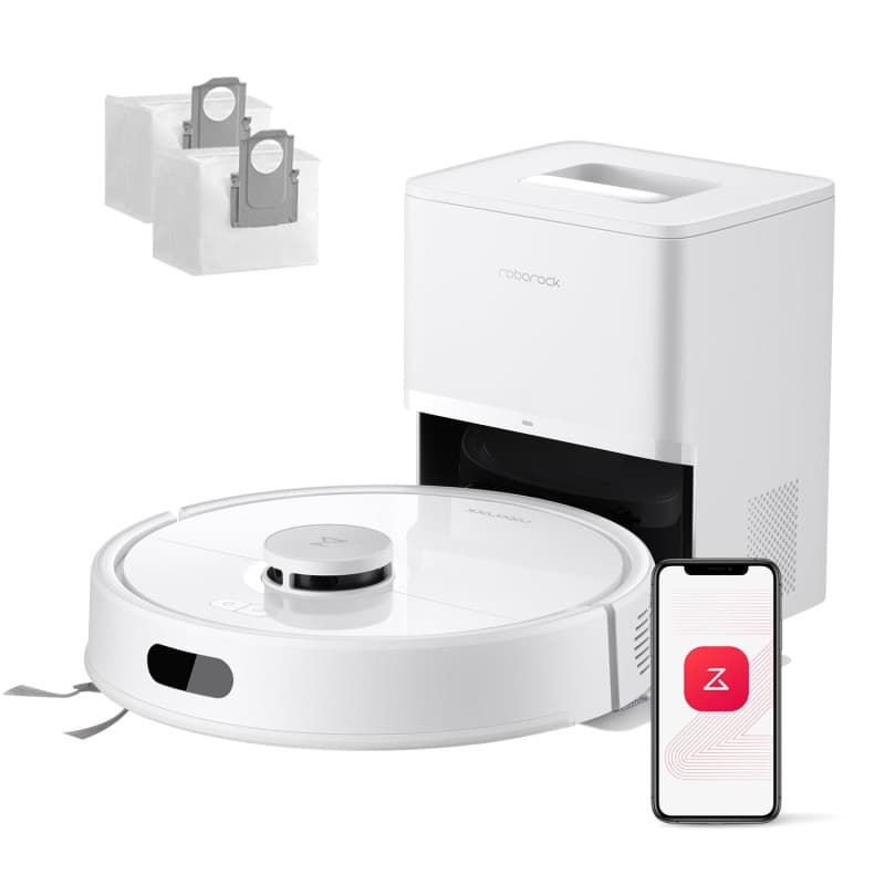 roborock Q7 L5+ Set Aspirateur Robot Laveur avec Station, 8000 Pa Aspiration, Vidange Automatique, 3 Niveaux d'eau, Double Anti-