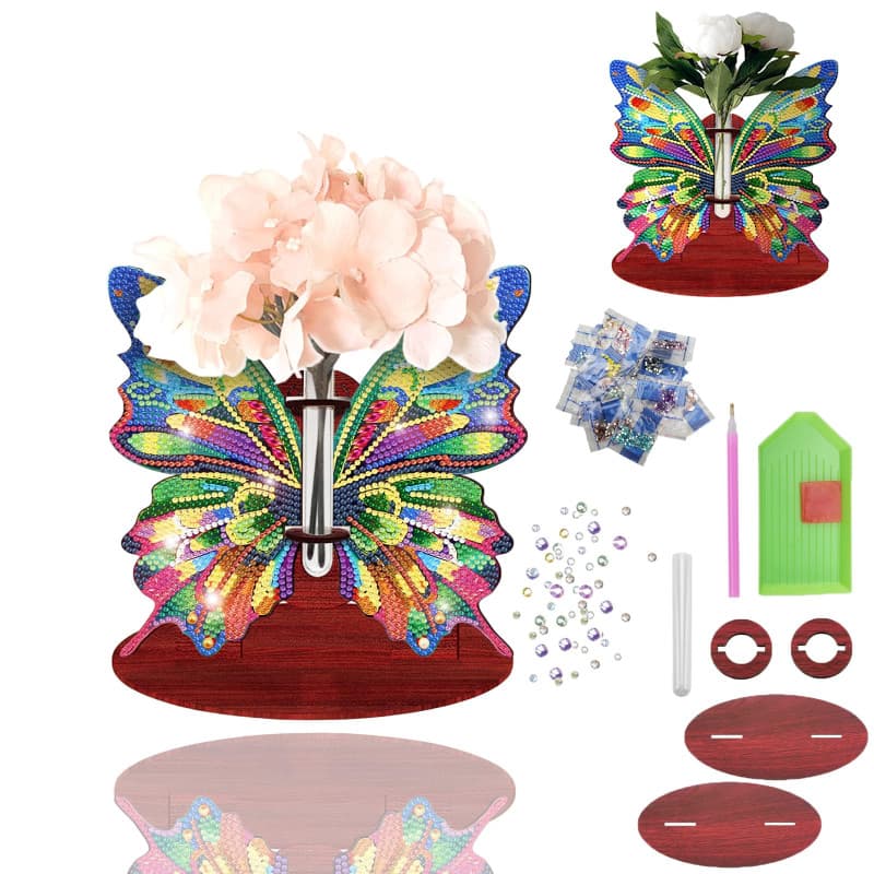 Mocrop Diamond Painting 3D - Ornement de Bureau - Vase Papillon - Peinture Diamant - Adultes et Enfants - Convient pour la Maiso
