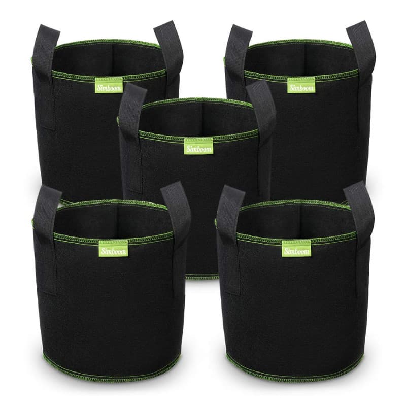 SIMBOOM Sacs à Plantes, Lot de 5 Sac de Culture en Non Tissé Sac de Plantation Jardin avec Poignée Sangles Aération Tissu Pots,