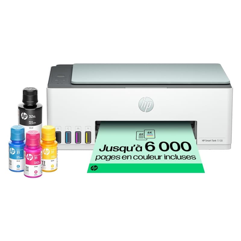 HP Smart Tank 5108, 5D1B3A, imprimante Multifonction A4 avec réservoir d'encre Haute capacité, Impression Manuelle Recto-Verso,