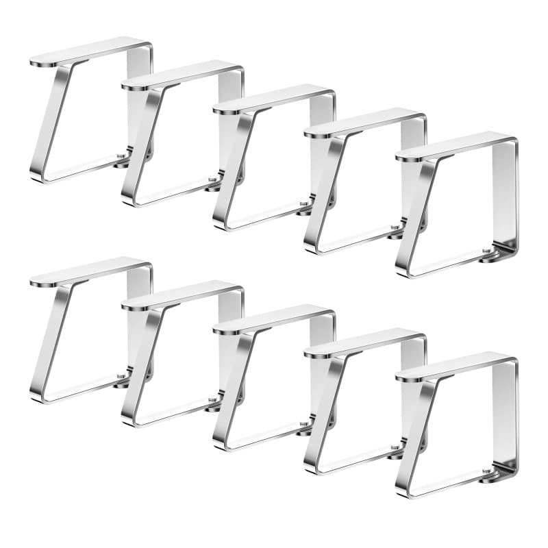 Newaner 10 pièces Petite Pince Nappe Inoxydable, Attache Nappe Flexibles et Mobiles, Pinces Nappe de Table Exterieur pour 0-3 cm