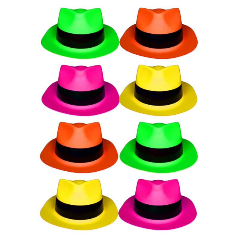 UVFloor - Lot De 12 Chapeaux Fluorescents - Spéciale Lumière Noire et Ultra Violet - 4 Couleurs Vives - Accessoire Fluorescent -