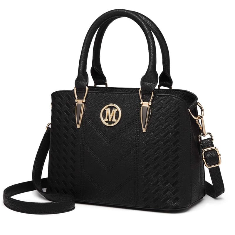 Miss Lulu Sac à Main Femme Grande Capacité en PU avec Motif Chessboard et Logo M - Sac Bandoulière Polyvalent pour Université, T