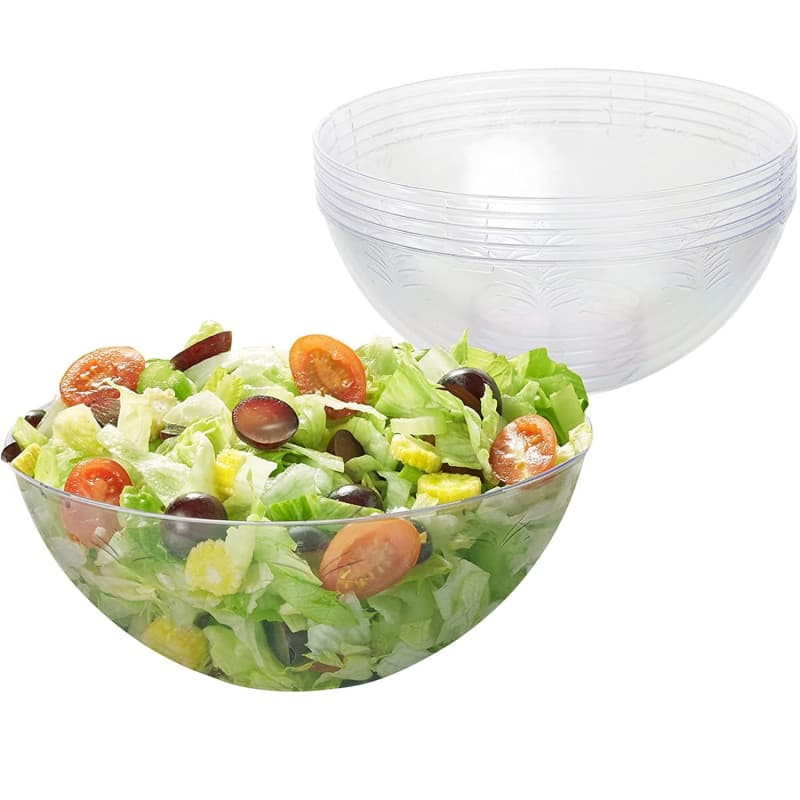 MATANA 5 Grands Saladiers en Plastique Transparent, Bols en Plastique, 1500ml - Solide & Réutilisable - Noël, Mariage, Fête, Ann