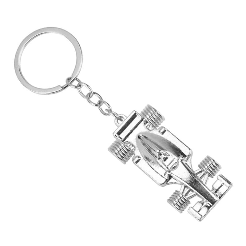 JJiaoLinin Porte-clés en Métal Argenté de Course, Modèle Miniature 3D de Voiture F1, Cadeau pour Garçon, Homme, Femme, Fans de S