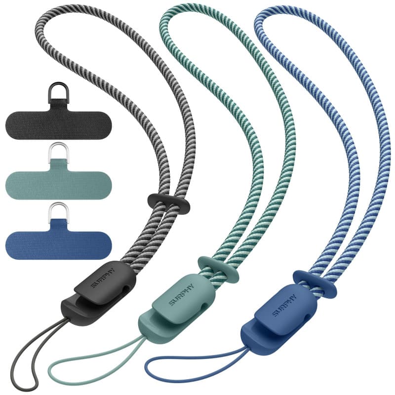 SURPHY 3 Pièces dragonne pour téléphone portable, Cordons avec 3 Patch pour Téléphone Portable, lanière, clé, USB, Lecteur MP3,