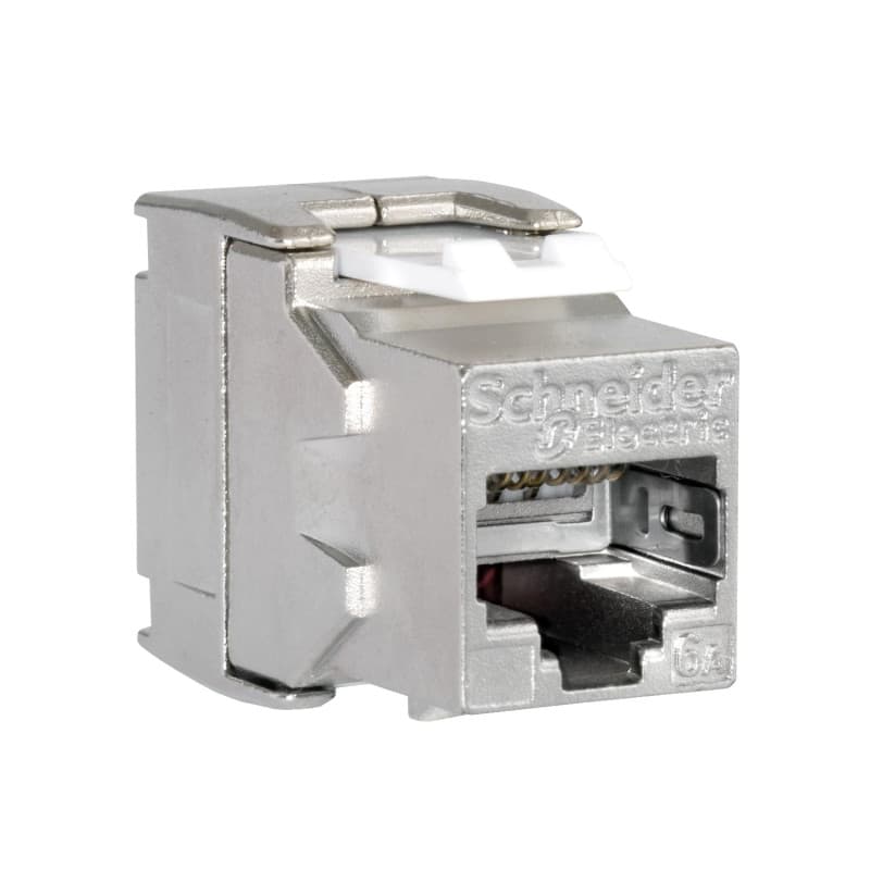 Connecteur femelle RJ45, Actassi, STP, catégorie 6A, avec blindage, 3,7 x 2,4 x 1,7 cm, couleur métallique (référence : VDIB1777