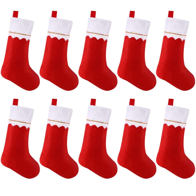 AUGSUN 10Pcs Chaussettes de Noël Personnalisé à Susprendre, Sachet de Bonbons pour Décoration de Noël