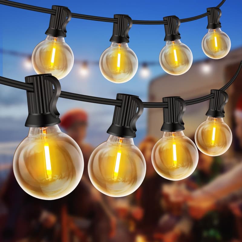 ZYRIVON Guirlande Lumineuse Exterieure 20M,30+2 Ampoules,Incassable Étanche,Guirlande Guinguette LED Connectable,Blanc Chaud,Plu