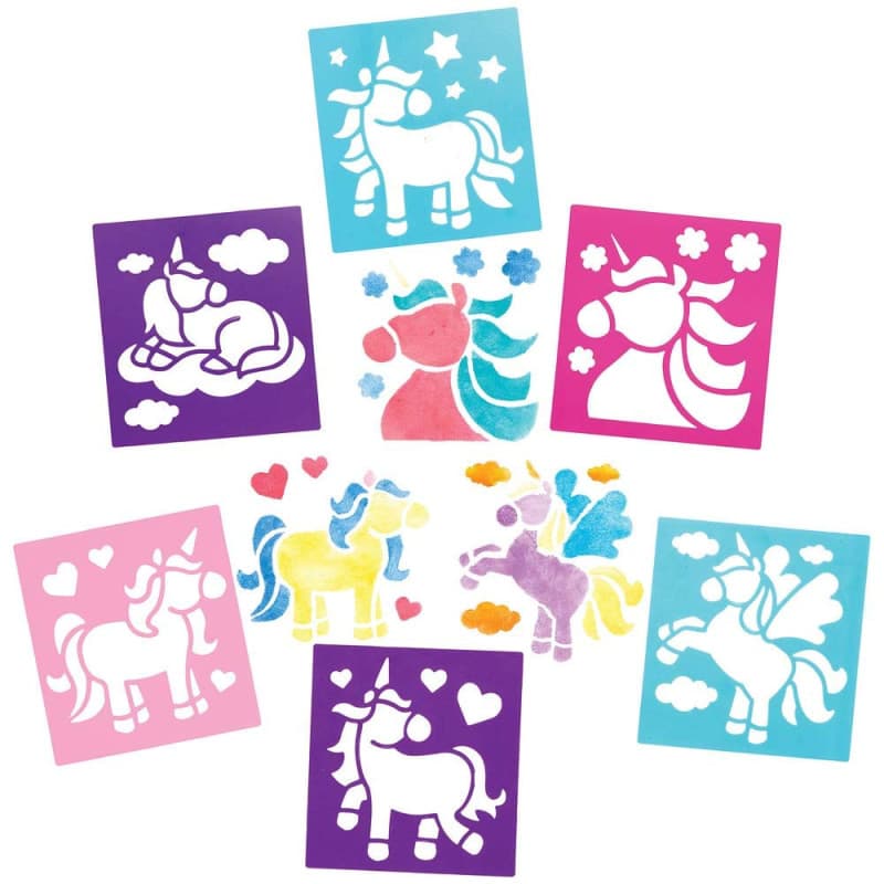 Baker Ross AX359 Pochoirs De Licornes Lavables - Paquet De 8, Fournitures De Peinture Pour Enfants Projets D'Arts Et D'Artisanat