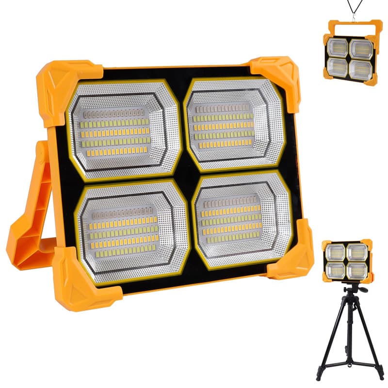 Projecteur led rechargeable solaire, spot portable USB 300 W, lampe de travail 26 000 lm, lampe torche, lumière extérieure pour