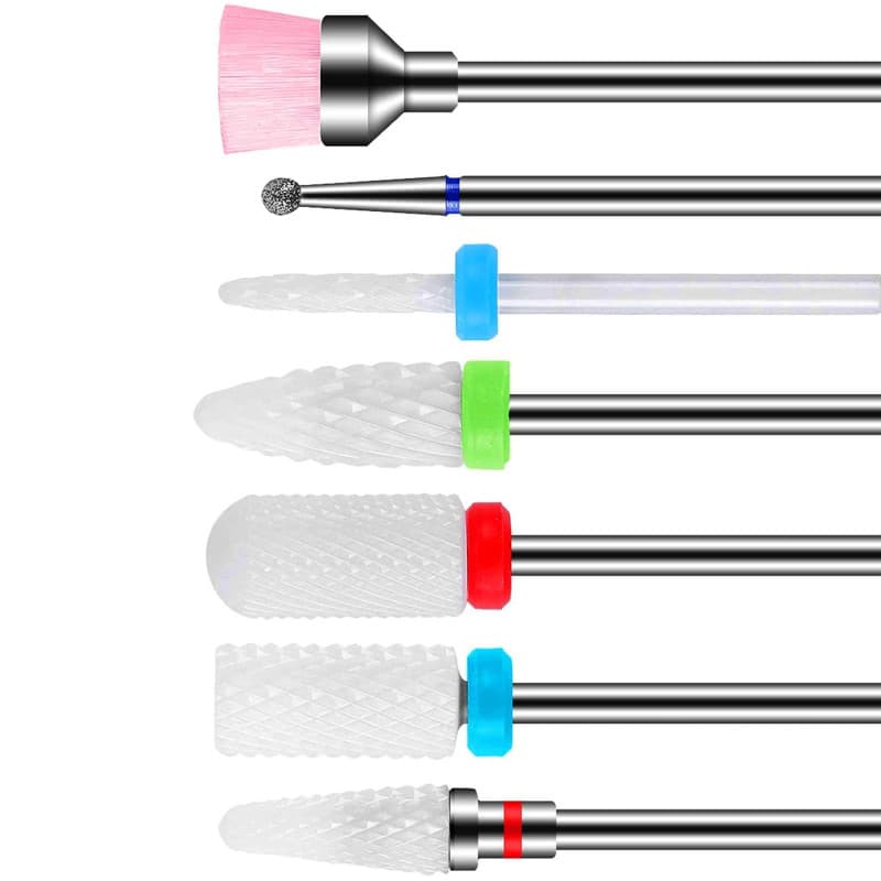 Embout Ponceuse Ongles CéRamique Forets a Ongles Set 7pcs Foret a Ongles Outils Professionnel Supprimer Gel pour Manucure PéDicu