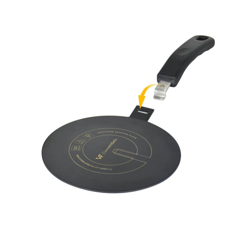 Adaptateur Induction 20 cm avec Poignée Amovible Isolante - Ne CHANGE PAS de Couleur après utilisation -Plaque Diffuseur de Chal