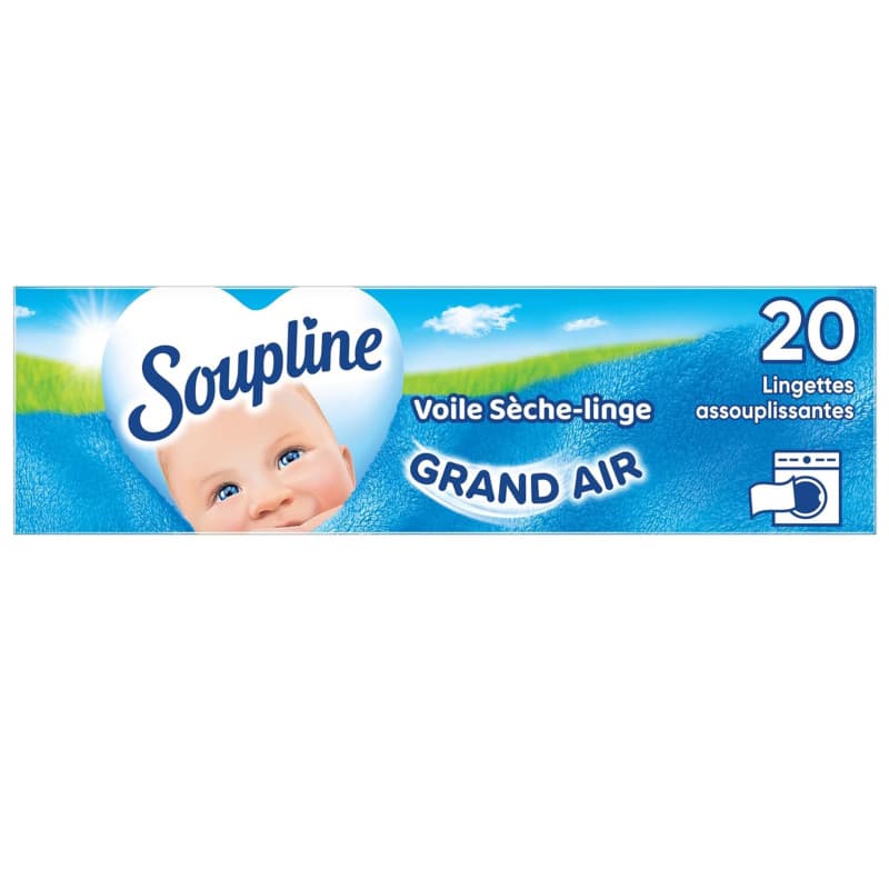 SOUPLINE Voiles Sèche-Linge Adoucissants Grand Air, Parfume le Linge de Maison, Parfum Longue Durée,Complément Idéal à Votre Les
