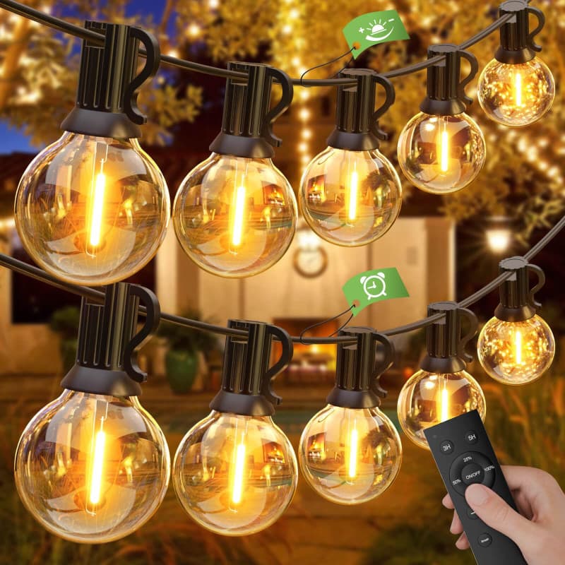 GLUROO Guirlande Lumineuse Exterieure Dimmable 45M, Guirlande Guinguette Exterieur avec Télécommande, 75+2 G40 Ampoules Incassab