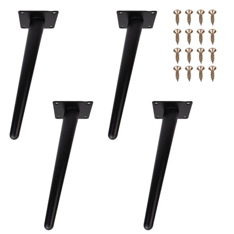 Zllzpzd Pieds de Table en Métal Noir,25 cm Pieds de Meubles Inclinés,Pieds de Meubles Coniques,Pieds pour Tables Basse Canapés M