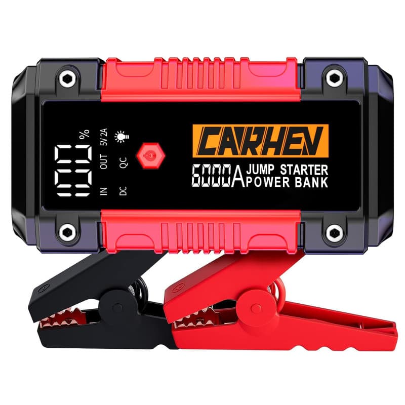 CARHEV Booster Batterie Voiture 6000A, 26800mAh Démarreur de Voiture (Jusqu’à 10L Essence & 10L Diesel), 12V Portable Jump Start
