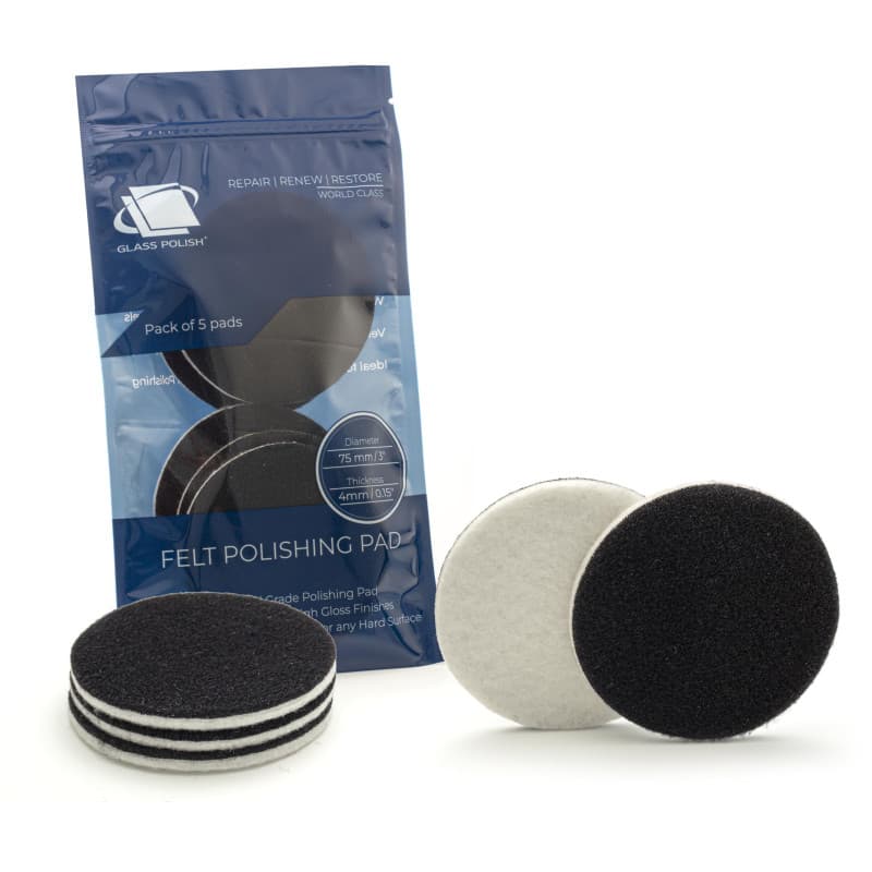 Glass Polish Pro Lot de 5 tampons de Polissage en Feutre 75 mm pour Polissage en oxyde de cérium, élimination des Rayures et Fin