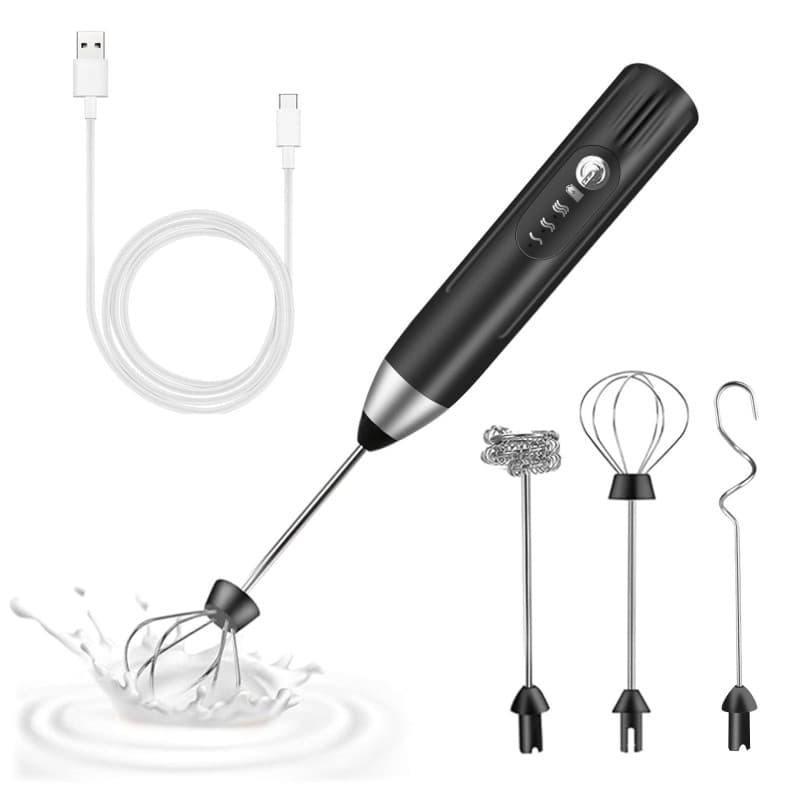 mousseur à lait électrique USB rechargeable 3 fouets electrique 3 vitesse réglable mousseur lait, petit mixeur, milk frother mel