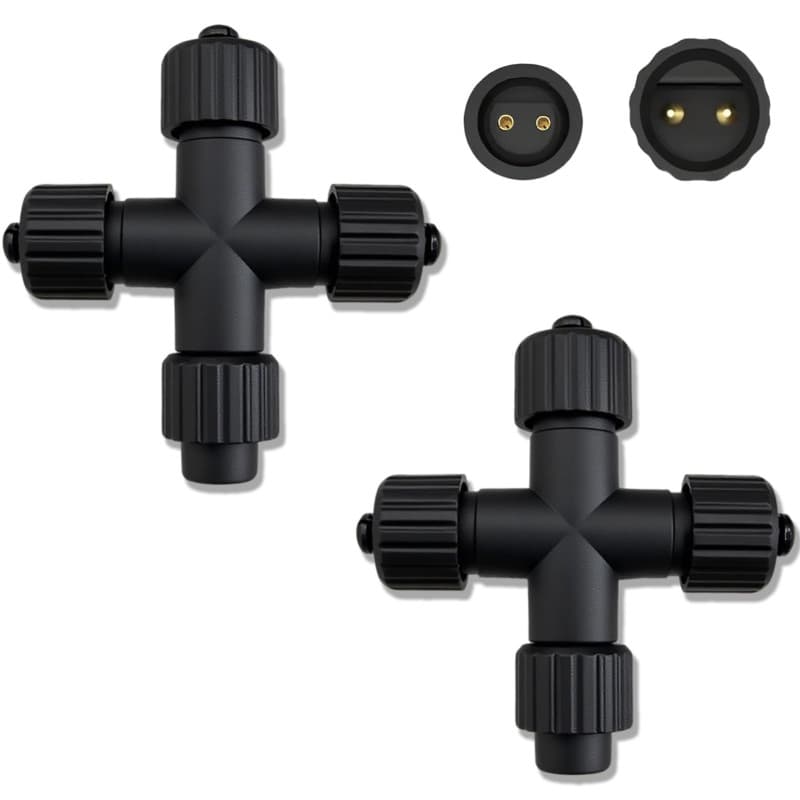 yowin 2 Pièces Connecteur pour Guirlande Exterieure, Connecteur Electrique IP65 Étanche pour LED Lumières de Noël, 2 Broches Ada