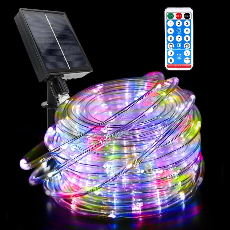 GHONLZIN Guirlande Tube Lumineuse Solaire, Étanche Guirlande Lumineuse 22 Mètre 8 Modes 200 LED Solaire Tube Lumineux avec Téléc